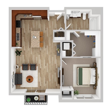 Floor plan for 1 bed, 1 bath, 862 sqft